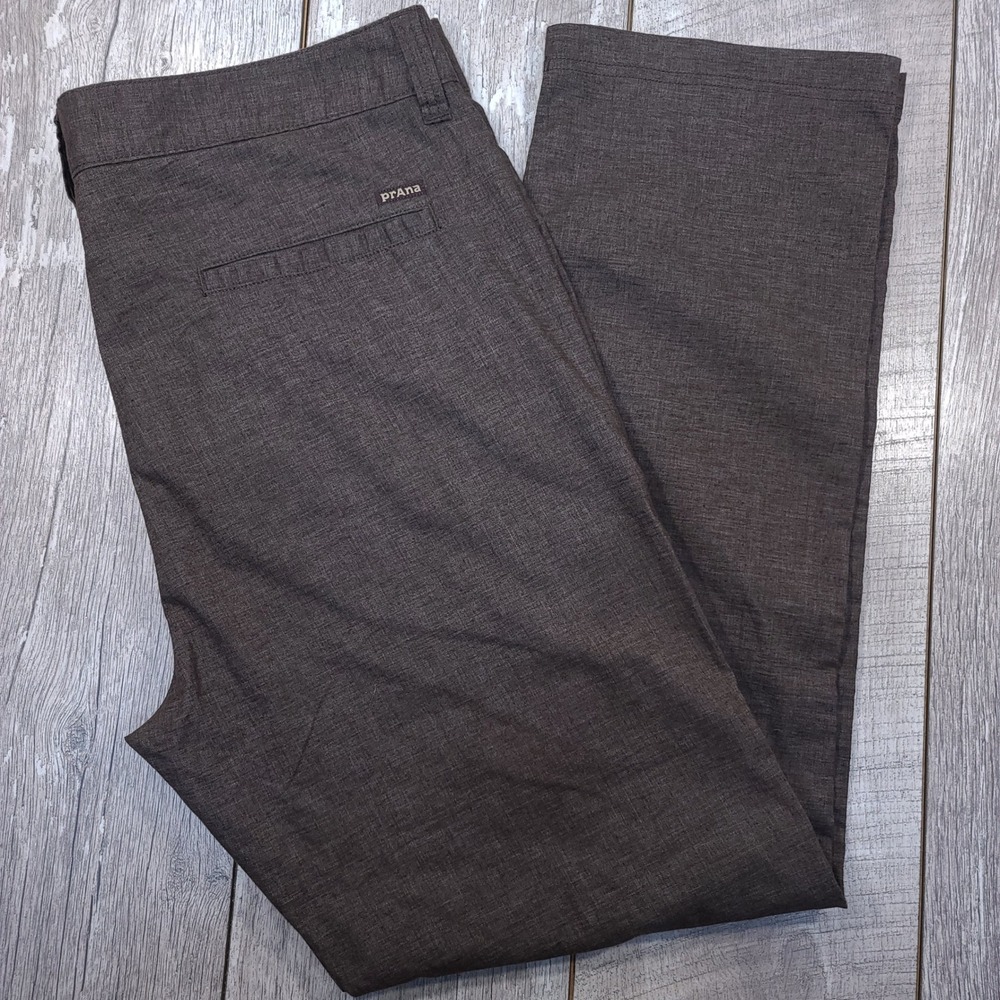 Prana Furrow Pants Mens 38x32 Brown Slim Fit Heathered Outdoor Casual Trousers